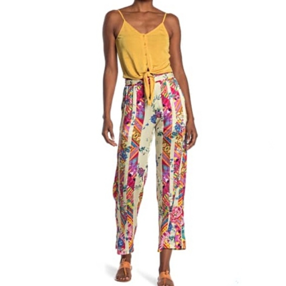 Johnny Was Multicolor Printed Cropped Wide-Leg Pants - Picture 3 of 9